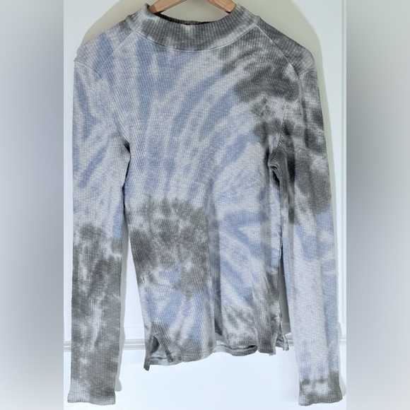 Free People We The Free Blue Tie Dye Ribbed Thermal Long Sleeve - Picture 3 of 9